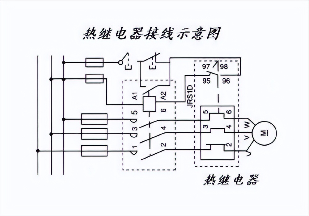 熱繼電器接線示意圖 熱繼電器接線示意圖