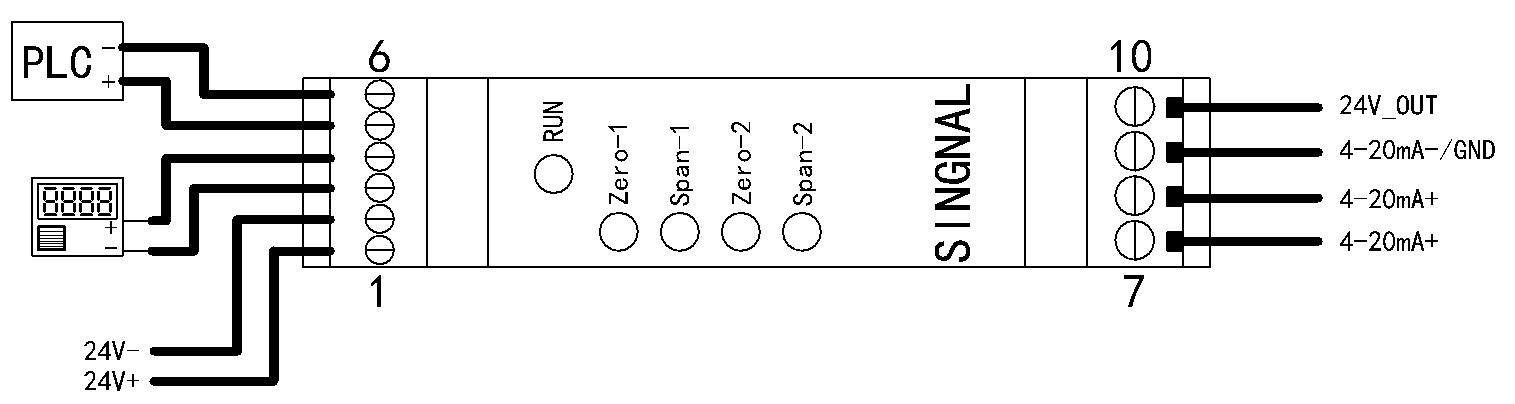DIN202-V2TI 信號隔離模塊接線圖